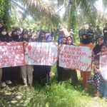 Sejumlah Warga Desa Rampoang yang mengaku pemilik lahan, saat melakukan aksi protes penggusuran tanaman kelapa sawit milik mereka yang ditanam diatas lahan yang diklaim pemprov sulsel// Foto : esposmedia.com