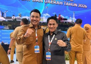 Bupati Luwu Utara bersama Ketua DPRD Luwu Utara saat menghadiri Rakornas di Jakarta